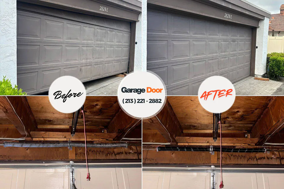 Before and after: garage door repair North Lindenhurst, NY